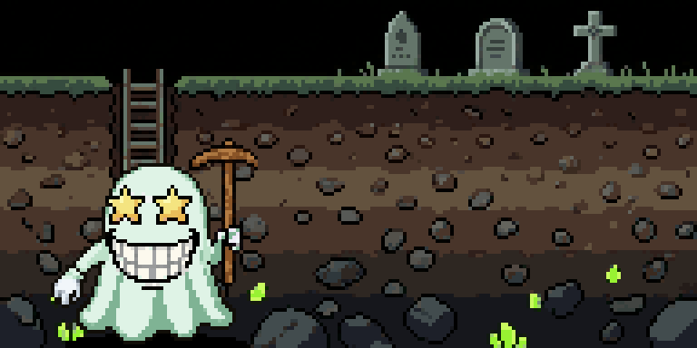 A graveyard shaft going down through eight layers of earth, each one deeper and harder